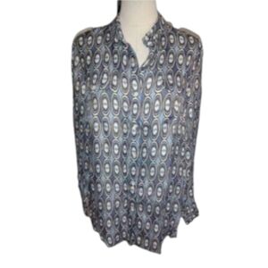 J. McLaughlin Christabel Abstract Print Silk Blend Blouse Size Medium